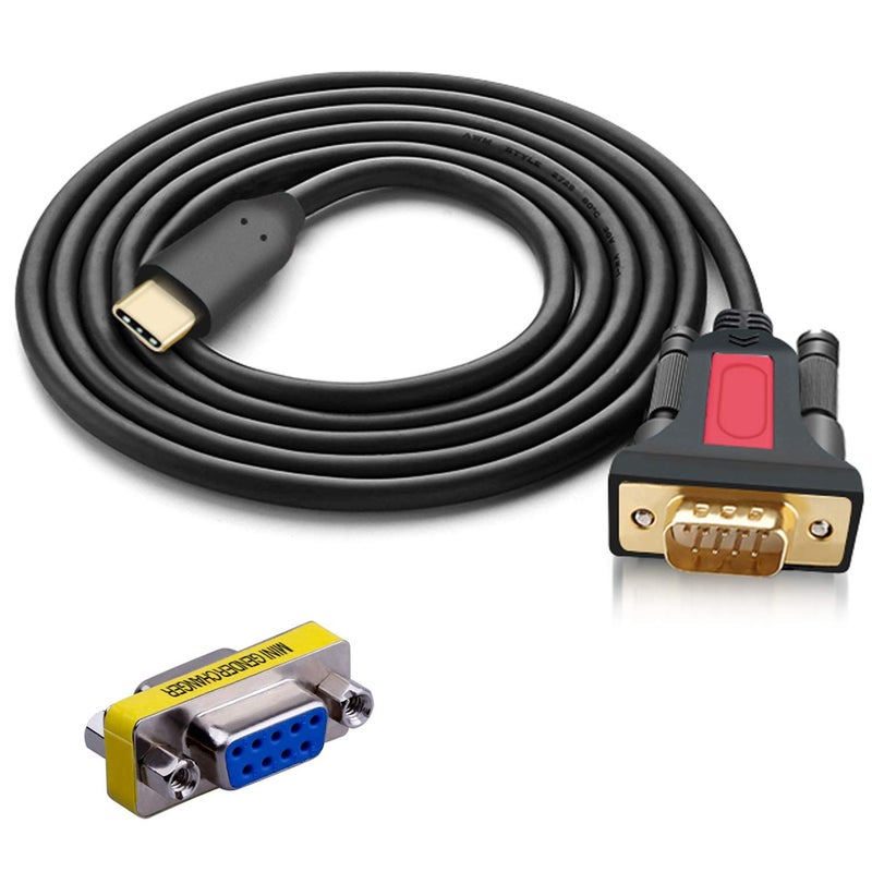 ELECABLE USB Type C to RS232 DB9 Serial(9-Pin) Converter Adapter Cable 5ft with a Male to Female Connector, Compatible with MAC OS, Windows, Android, Linux Type C Device (USB C) - Image 1